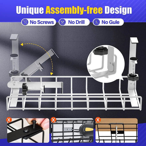 Tool Free No Drill No Screws Under Desk Cable Management Tray With Clamp Keeps Cords Neat In Office Or Home Wire Organizer Rack easy install