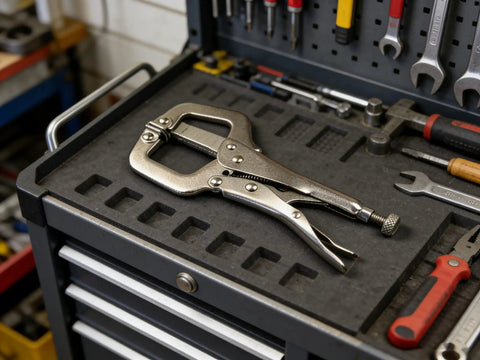 Two-Pack 6 Inch Locking C-Clamp Pliers With Regular Tips, Heavy-Duty Heat-Treated Alloy Steel Welding Clamps, Adjustable Vise-Grip Style Face Clamps For Metalworking, Woodworking And DIY Projects, 3-In-1 Clamp on tool cart