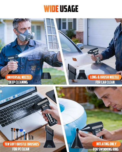 Beastly Mini Air Duster With LED Light 150000 RPM Turbo Blower cleaning PC, car, and pool with diverse nozzles