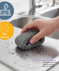 Hand using Ultra Fine 0000 Steel Wool Scrubbers For Glass And Surfaces Pack Of 8 Polishing Pads on stainless steel sink
