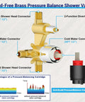 Wall Mounted Rainfall Shower System With 10 Inch High Pressure Head, Multifunction Handheld, Rough-In Valve And Trim Kit, lead-free brass pressure balance shower valve diagram