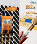 Digital HVAC Manifold Kit With Hoses And R410A Adapter, Pro Grade Pressure And Vacuum Tester For Quick Readouts, Leak Detection, And Accurate Diagnostics, Budget Friendly Tool For Technicians And DIYers, orange digital gauge with brass hose fittings