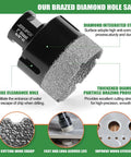 Diamond hole saw kit with 11-piece diamond core bits (6–65mm), plus 50mm chamfer saw and 20mm finger bit