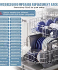 Replacement Lower Rack For GE Dishwashers That Fits WD28X34744 WD28X26099 And Other Compatible Part Numbers, loaded with dishes