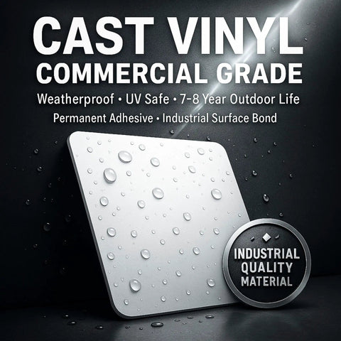 Empty Label Sticker For Warehouse Status And Inventory Marking, Storage Bin Identification, And Equipment Safety Label, Durable Cast Vinyl sample card with water droplets showing weatherproof feature.
