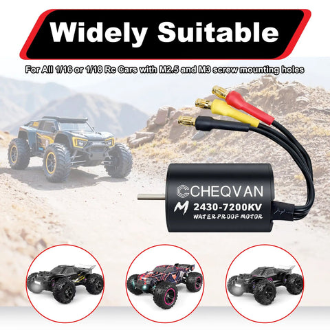 2430 7200KV Brushless Motor and 35A ESC Combo for Traxxas RC Cars Waterproof Sensorless Motor visible with RC car models