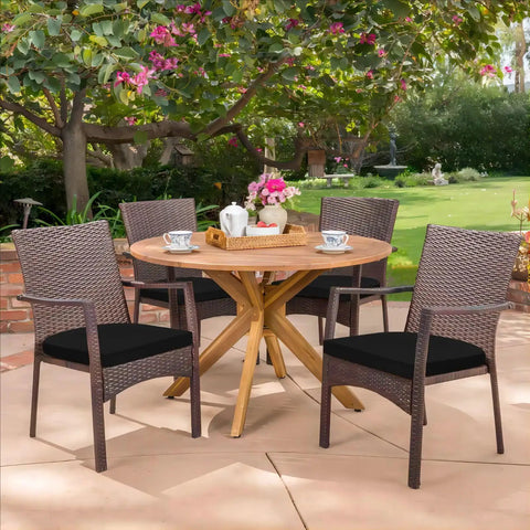 Outdoor Chair Cushions Set Of 4 Black 17x16x2 Inches Water Resistant With Ties for patio furniture on outdoor deck