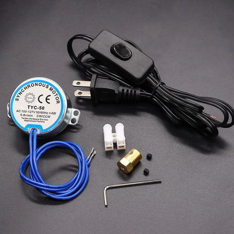 Synchronous Turntable Motor For Cup Turner And Cuptisserie Rotator 5 6 RPM 50 60Hz with power cord and accessories