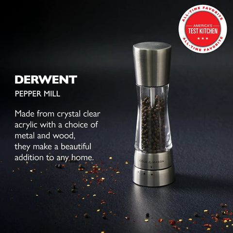 Pepper Grinder With Adjustable Six Level Grind, Stainless Steel Mill, Gourmet Precision Mechanism, Keeps Pepper Fresh And Aroma Locked