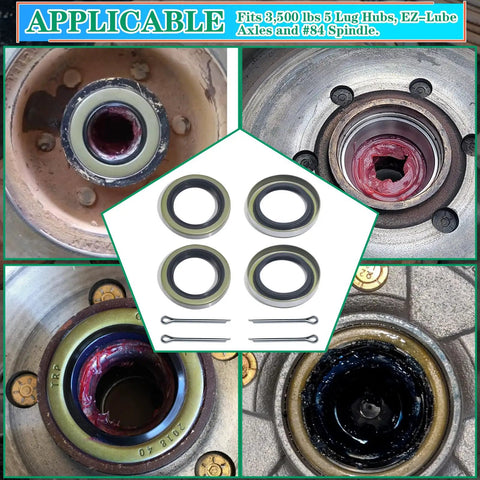 Trailer Axle Hub Wheel Grease Seal Kit With 4 Pack Cotter Pins For Dexter 010-019-00 10-19 Transcom 171255TB National 473336