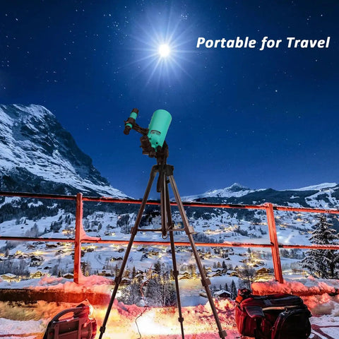 Beginner Friendly Compact Travel Telescope With Adjustable Tripod Finderscope And Phone Adapter 750x60mm snowy landscape view