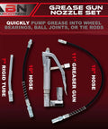 Grease Gun Nozzle Kit With 10 and 18 Inch Flexible Hoses For Air Powered Grease Gun Coupler 7500 PSI with metal handle and hoses