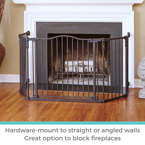 Deluxe Decor Safety Gate Hardware Mounted Extra Wide Metal Baby Gate With Swing Door Adjustable From 38.3 To 72 Inches Sturdy 30 Inch Tall Matte Bronze Finish For Easy Pass Through In Busy Homes