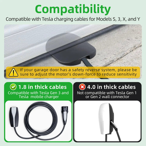 EV Charger Cable Protector For Garage Door Pass Heavy Duty Shield for Tesla Gen 3 Model 3 Y X S demonstration