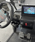 Interior view of Four Seater Electric Golf Cart With 14 Inch Off Road Tires And MacPherson Strut Suspension featuring steering wheel and control panel.