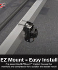 Pre-assembled EZ Mount bracket on frame for Wireless Onboard Air Compressor With EZ Mount Bluetooth App Control And LCD Presets Quick Battery Install Compact Air Suspension Upgrade For Trucks SUVs Jeeps A Smooth Easy Install And No Fuss Setup
