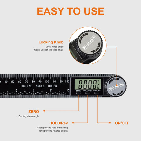 Digital Angle Finder Protractor 7 Inch 200mm Angle Gauge with LCD and control buttons for carpentry and home improvement
