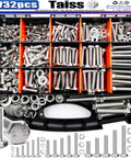 Heavy Duty Stainless Steel Hex Bolts And Nuts Kit In A Handy Portable Box, 16 Sizes From 1/4-20 To 1/2-13, 732 Pcs for DIY Projects