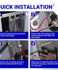 Upgraded Dryer Heating Element Replacement installation guide for Whirlpool Amana Maytag KitchenAid Kenmore dryers