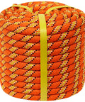 Half Inch By 100 Ft Double Braid Arborist Rigging Rope For Tree Work Climbing Hauling And Logging With High Tensile Low Stretch 48 Strand Polyester Bull Rope Orange coiled