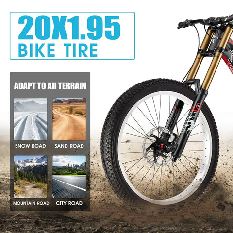 Two Pack 20 Inch Mountain Bike Tire Set With 1.95 Inch Puncture Resistant Folding Tires For Off Road Riding display
