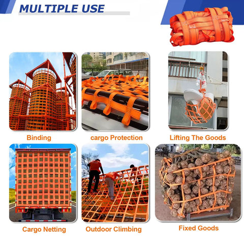Heavy Duty Hoisting Net Built Tough For Seamless Cargo Hauling used for cargo protection, binding, and outdoor climbing applications.