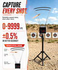 Projectile Speed Chronograph With Bluetooth App And Infrared Optical Sensors 0 To 9999 Feet Per Second Velocity Meter Adjustable Stand Data Storage For Multiple Test Runs Pro Grade For Ballistics Archery And Firearm Labs on range