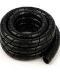 Heavy Duty Three Quarters Inch Spiral Wrap HDPE Cable Sleeve Hose Protector Black 50 Feet Flexible Plastic Shield coiled