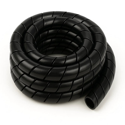 Built Tough 3.5 Inch Spiral Wrap HDPE Cable Sleeve Hose Protector for Automotive and Industrial Wiring, flexible black coil