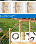 50 Feet 1 By 8 Inch T316 Stainless Steel Cable Wire Rope For Deck Railing Indoor Outdoor Balustrade DIY 7x7 Strand Aircraft Grade