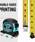 Magnetic Tape Measure 25 Ft With Fractions 1/8 Inch, Retractable Carpenter Tape with dual-sided printing and magnetic hook