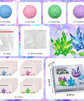 Crystal Growing Science Kit For Kids 16 Piece Party Favors, showing assorted crystal powders, growth materials, and packaging.