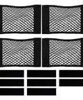 Four Pack Elastic Cargo Nets For Car SUV Truck RV Boat Stretchable Mesh Storage Pouches Trunk Organizer With Tape Stickers shown