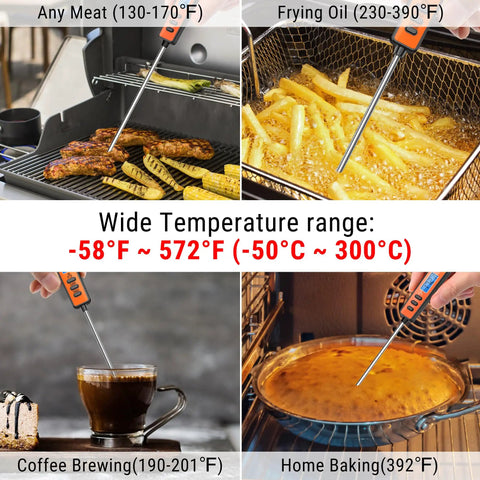 Digital Meat Thermometer for Cooking and Candy Making, Instant Read in 1 to 3 Seconds, 5.3 Inch Long Probe measuring temperature