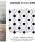 Glossy White 1-Inch Hex Porcelain Mosaic Tile With Black Dot For Floor And Wall Use Slick Mesh Mounted grout color chart