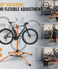 Heavy Duty Four Legged Bike Repair Stand With 176 Lb Capacity Height Adjustable From 40.5 To 67 Inches Magnetic Swivel Tray