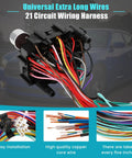 21 Circuit Wiring Harness Kit With Extra Long Wires And 17 Fuses For GM Chevy Chrysler Dodge Ford Mopar