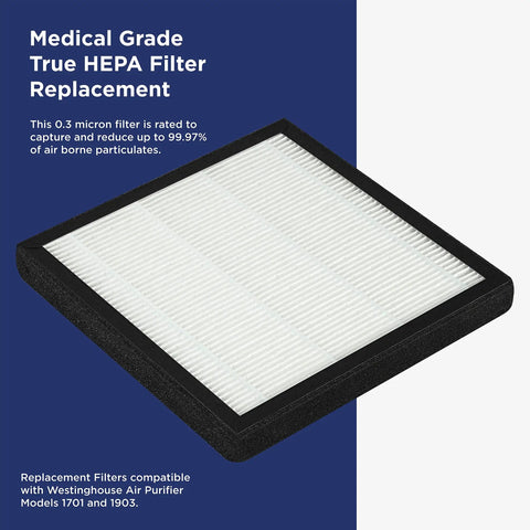 True HEPA H13 Filter Replacement For 1701 And 1702 Air Purifiers 4 Pack Medical Grade Filtration That Snags 99 Percent Of Dust Pollen Allergens And Smoke Soot Lasts Up To 3000 Hours - Square filter top view