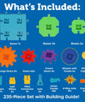 Learning Resources Gears Gears Gears Mega Builds Kid Friendly Building Toy Set with 235 colorful interlocking pieces shown.