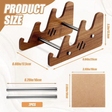 Dimensions of Three Tier Wooden Keyboard Display Stand For Desk And Computer Setup with sapele wood finish.