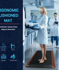 Anti Fatigue Standing Mat For Work, Industrial-Grade Ergonomic Floor Cushion With High-Density Memory Foam, Orange Border