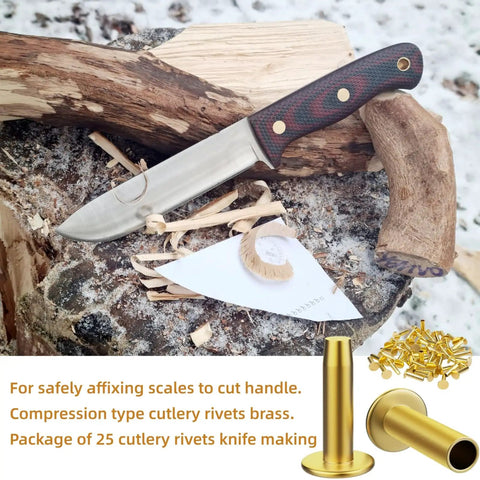 Brass Knife Handle Rivets 25 Piece Set for Knife Making High Strength 5/16 by 1/2 Inch Pins on Wooden Handle Knife