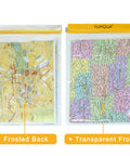 Yellow Large Waterproof Dry Bags 3 Pack Clear Pouches showing map inside with frosted back and transparent front design.