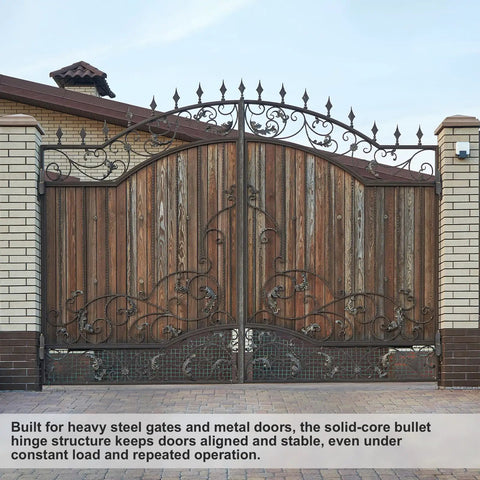 Heavy Duty 4 Pack 3 Inch Weld On Hinges Bullet Barrel Carbon Steel Hinges With Grease Fitting built for sturdy metal gate. 