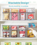 Clear Acrylic Stackable Storage Drawers 4 Pack Sleek Kitchen Cabinet Organizers Featuring Smooth Gliding Rails And No Sweat Setup For Slick Home Decluttering Results on pantry shelf, organizing snacks and sweets.