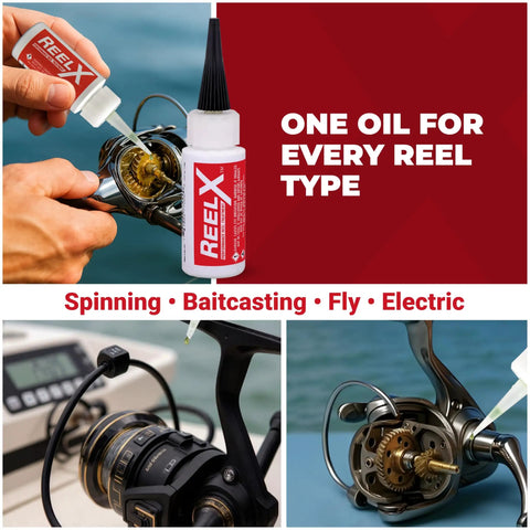 Beefed-Up Extreme-Pressure Fishing Reel Lubricant for Gears and Bearings applied to a spinning reel, showcasing its anti-corrosion benefits.