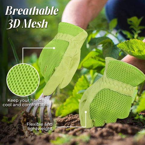 Women Work Gloves With 3D Mesh Breathable Leather For Gardening And Yard Work Durable Pigskin Palm For Grip Like A Pro And Hand Protection