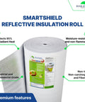 5mm Reflective Foam Core Insulation Roll 16 By 50 Ft R15 Radiant Barrier shown with features like moisture-resistance and non-toxicity.