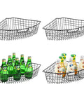Set of 4 Heavy Duty Wire Lazy Susan Organizer Baskets for 24 inch corners with handles, featuring curved wedge design.