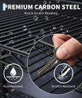 Premium carbon steel showcasing rust and scratch resistant features of the Solid Build Top Tier Heavy Duty Four Tier Metal Wire Shelving Rack.